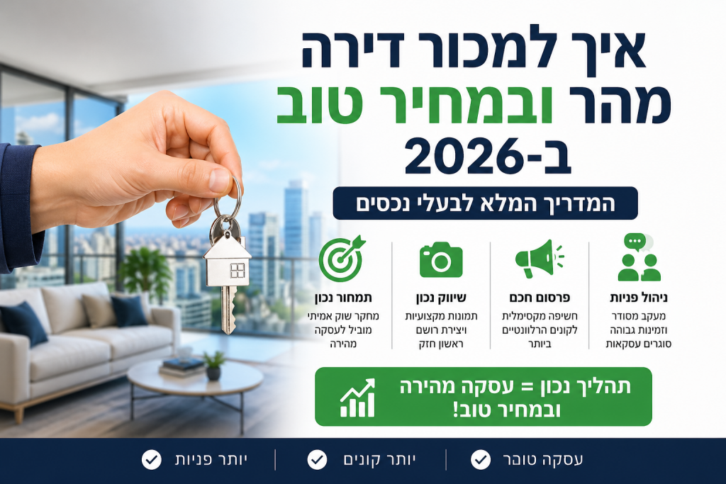 איך למכור דירה מהר ובמחיר טוב ב-2026